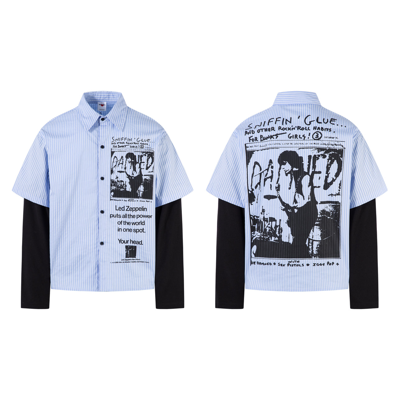 Vintage American Portrait Print Layered Shirt