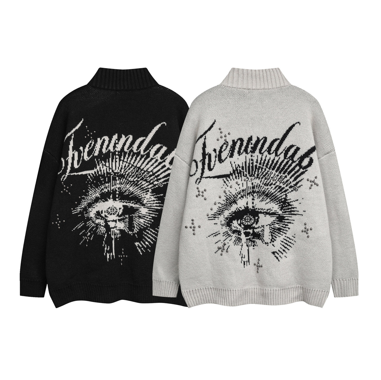 Streetwear Jacquard Letter Cardigan Sweater