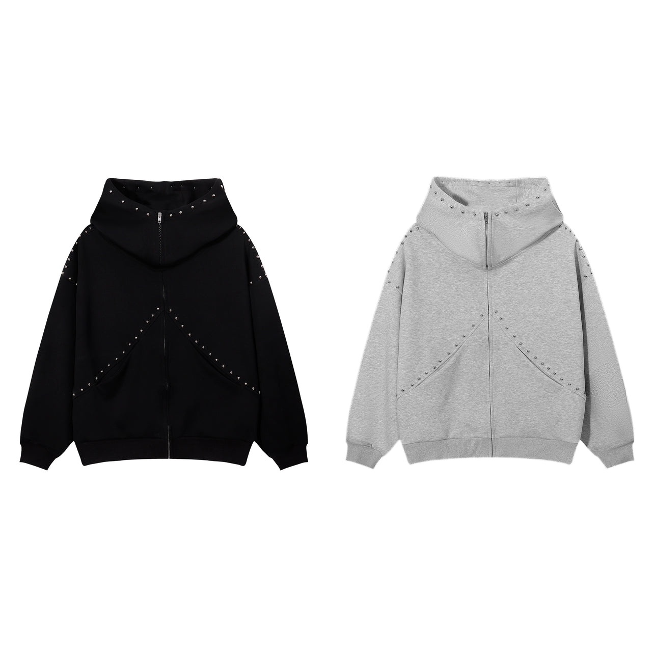 American Patchwork Studded Cardigan Hoodie*