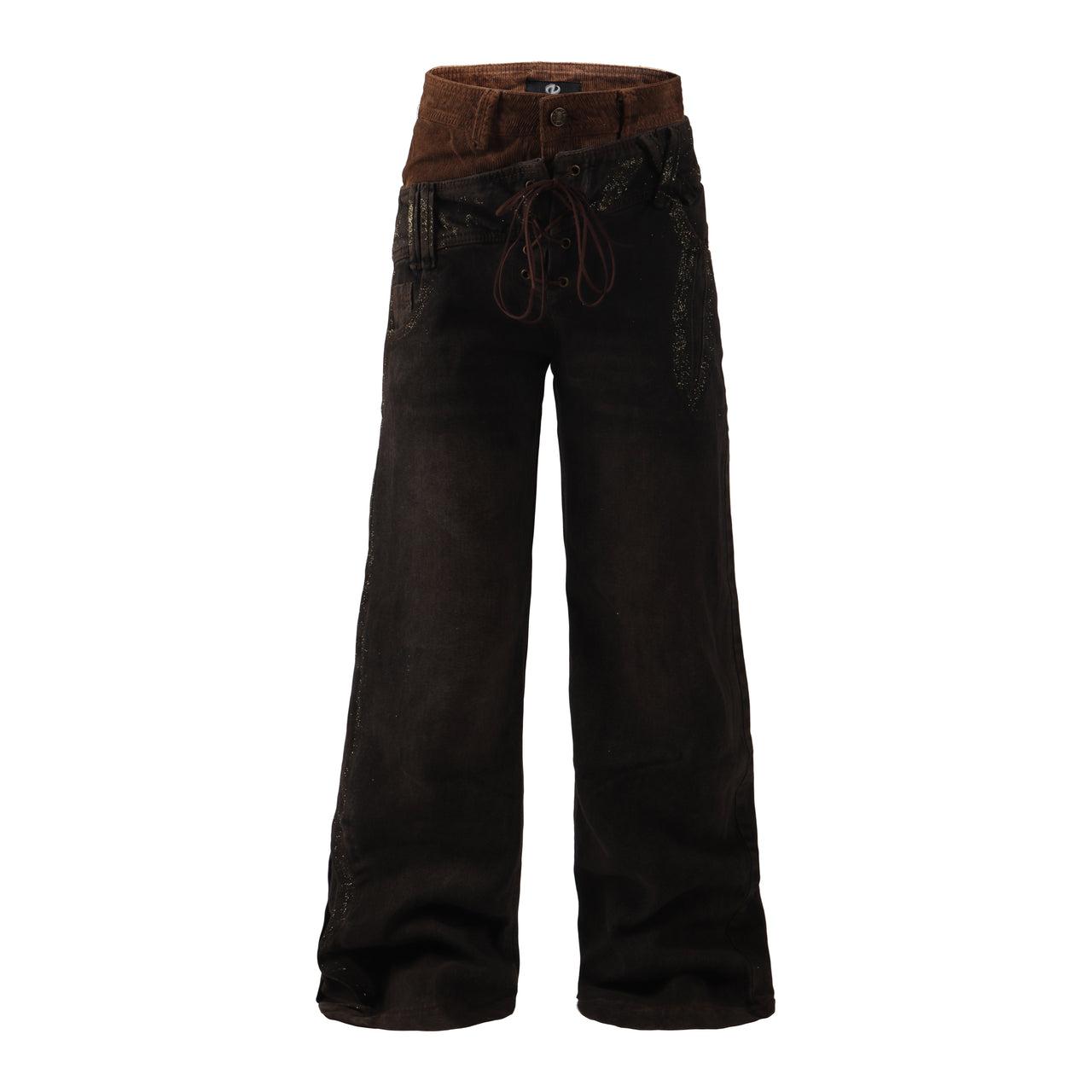 Vintage American Double-Waist Gold-Washed Jeans