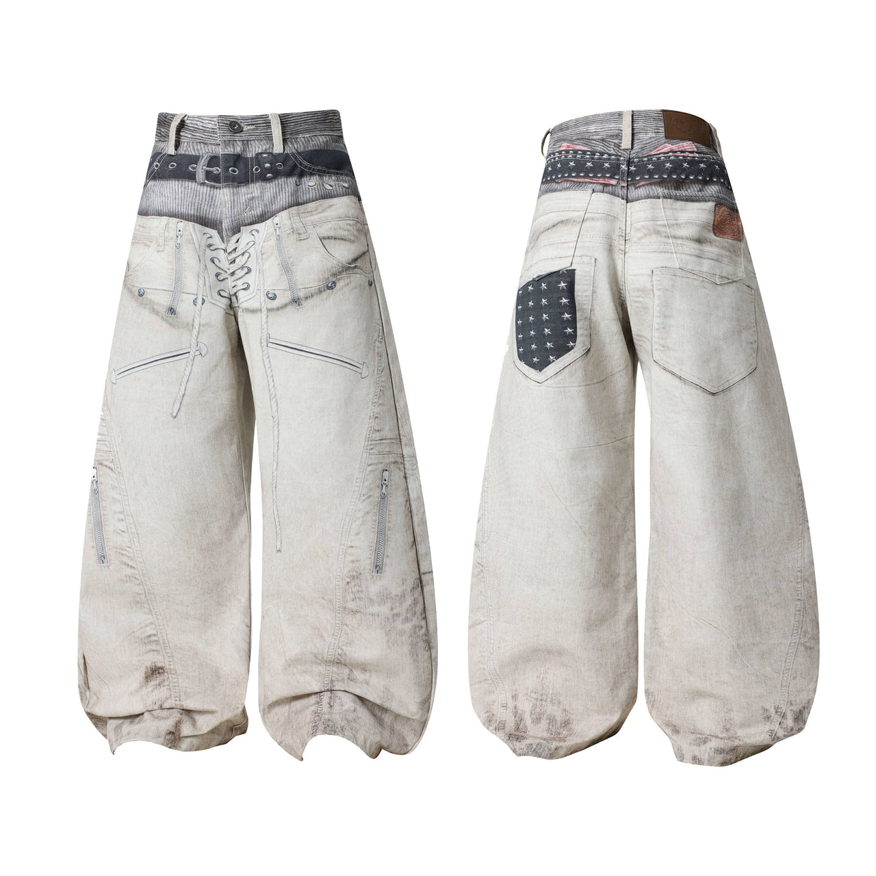 Omirad “Layered Belt Utility Balloon Jeans”