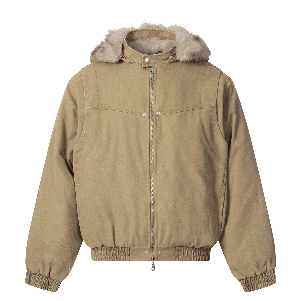Vintage Old Money Style Detachable Faux-Fur Collar Padded Jacket