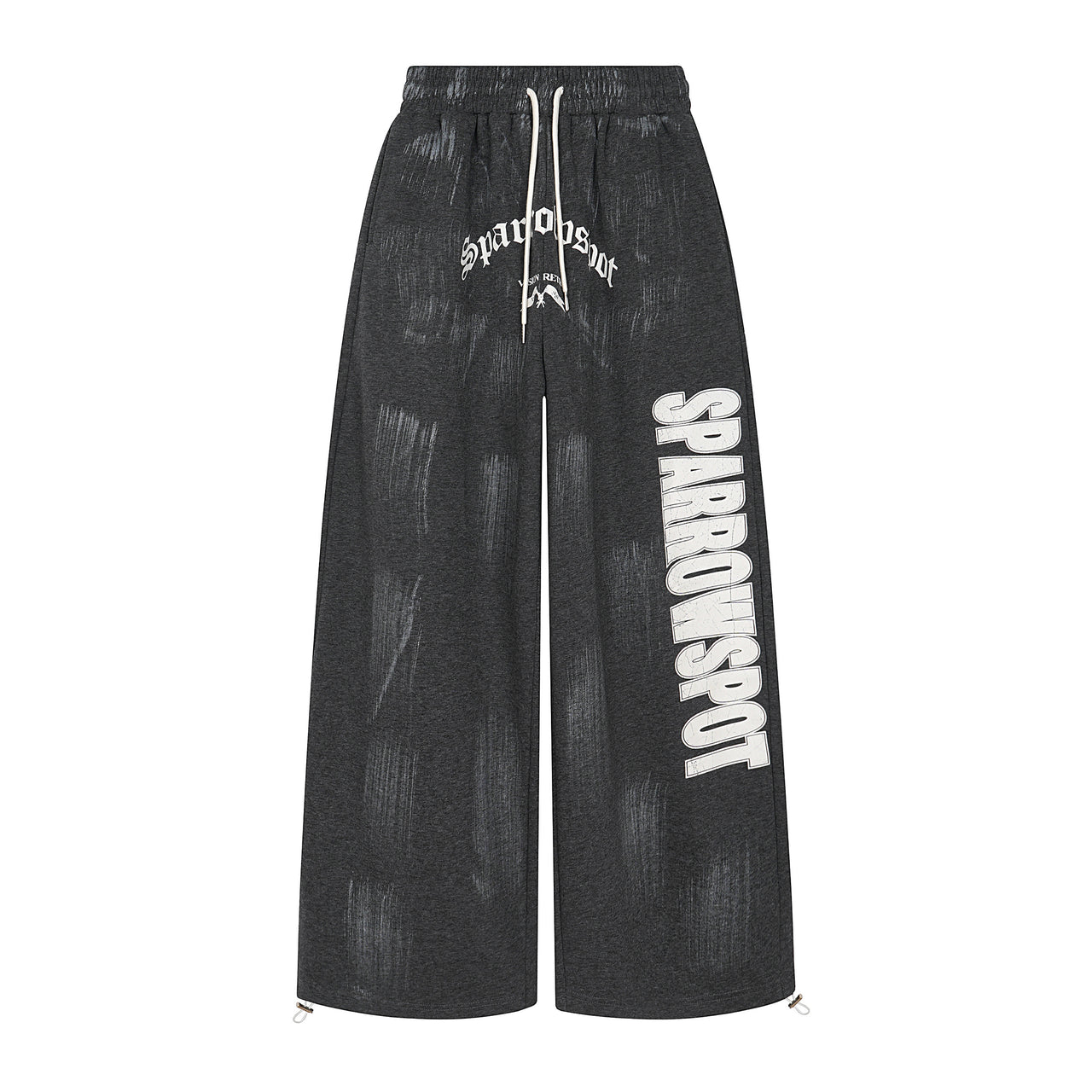 American Vintage Distressed Letter Print Wide-Leg Pants