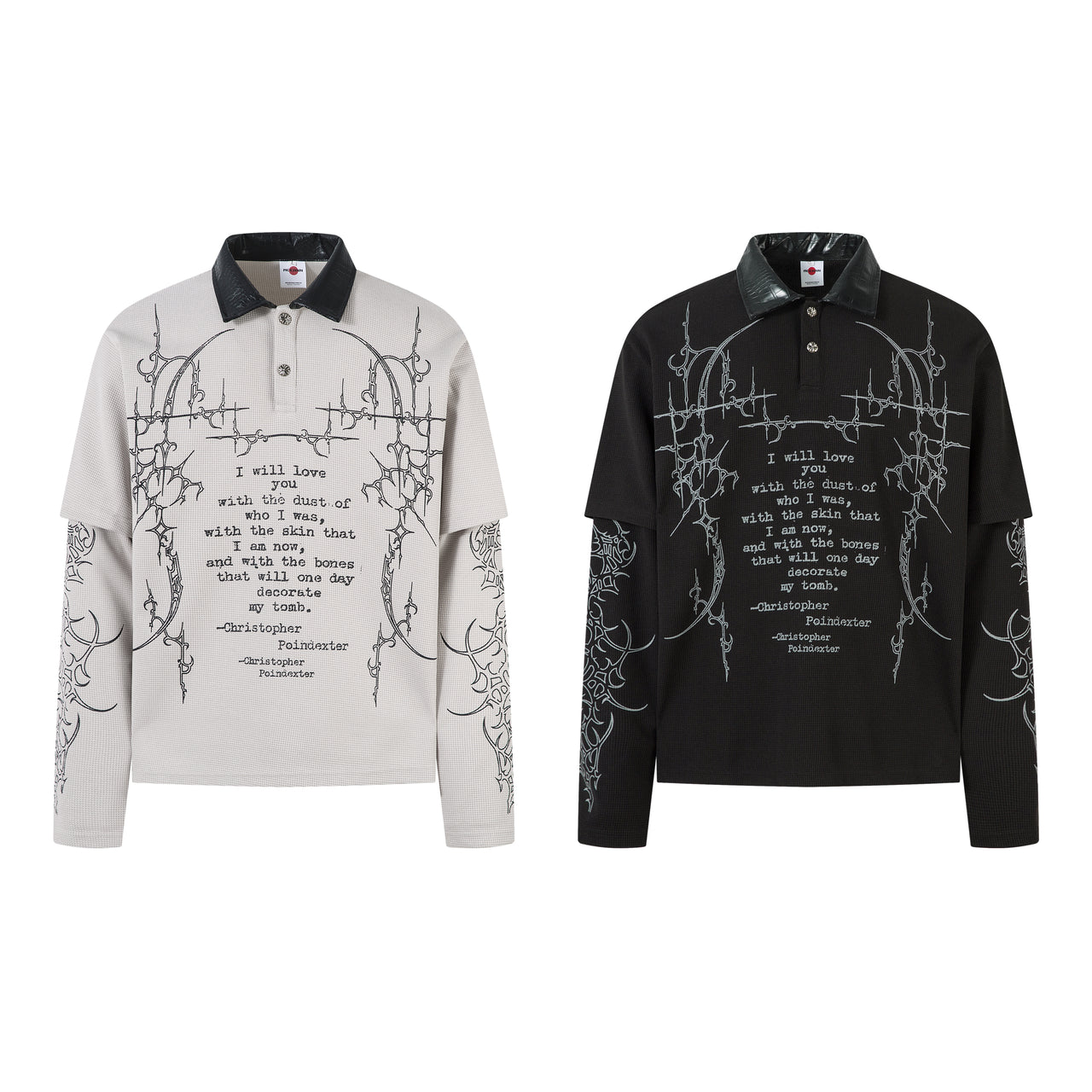 High Street Waffle Texture PU Polo Sweatshirt
