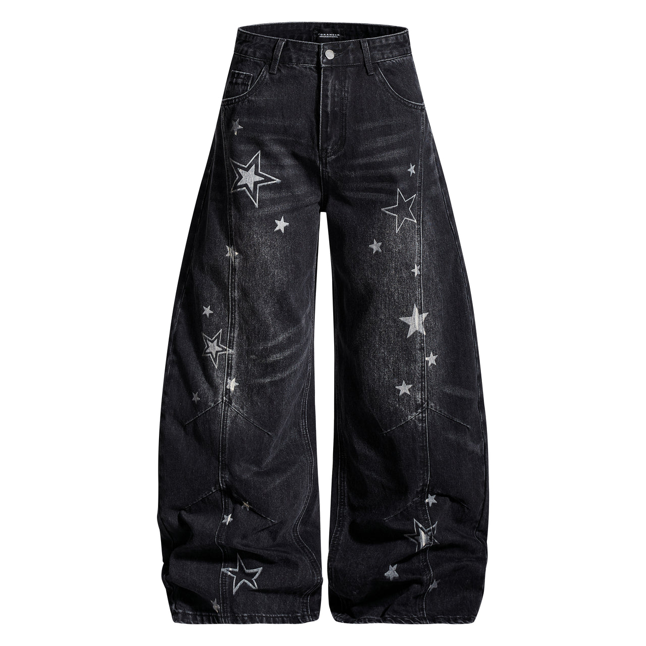 American High-Street Star Print Curved-Cut Jeans