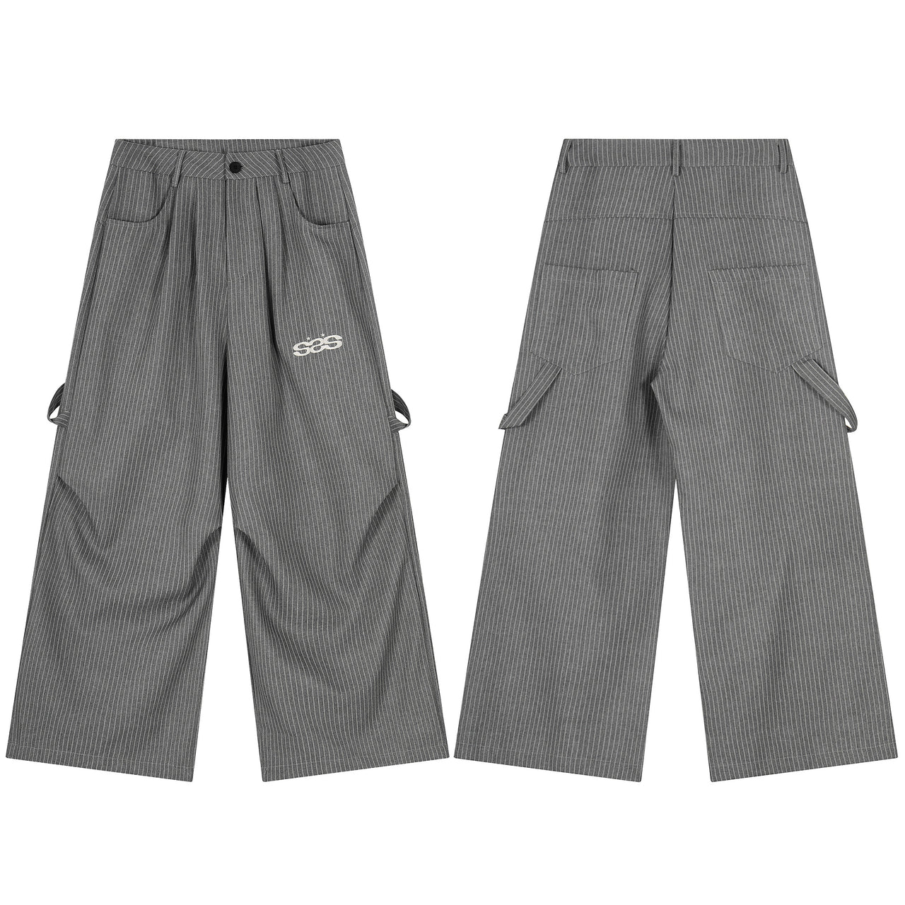 Streetwear Striped Pleated Casual Pants