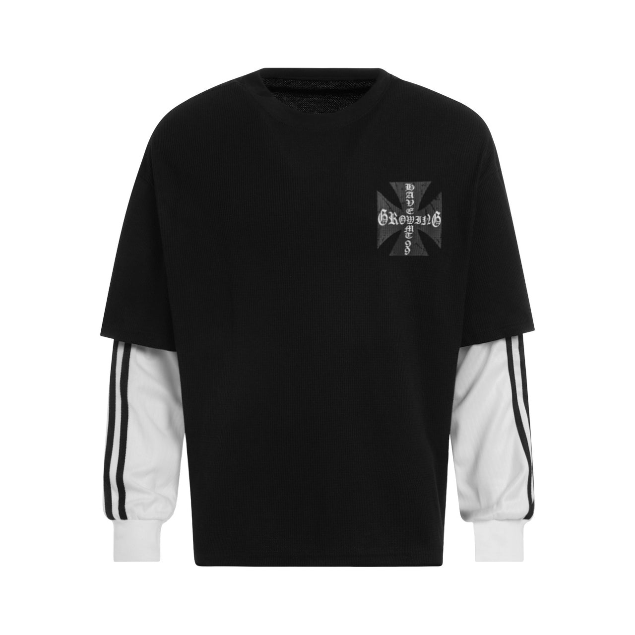 Omirad Layered Gothic Cross Long Sleeve Tee
