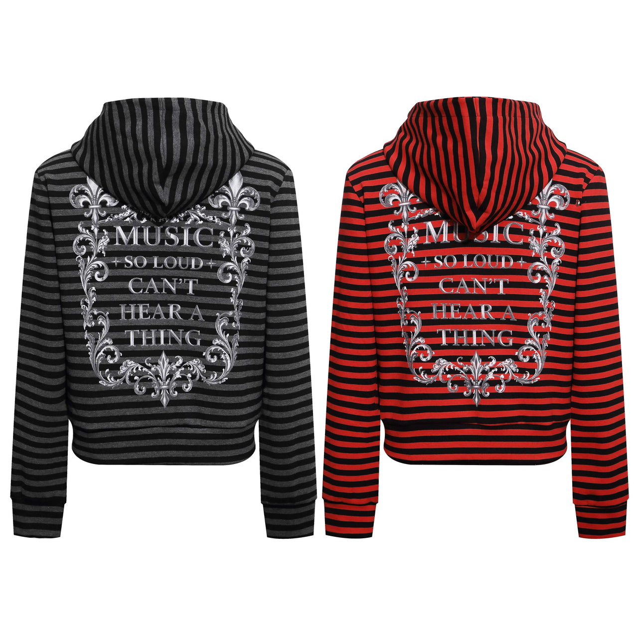 Omirad Fleur-De-Lis Striped Zip-Up Hoodie