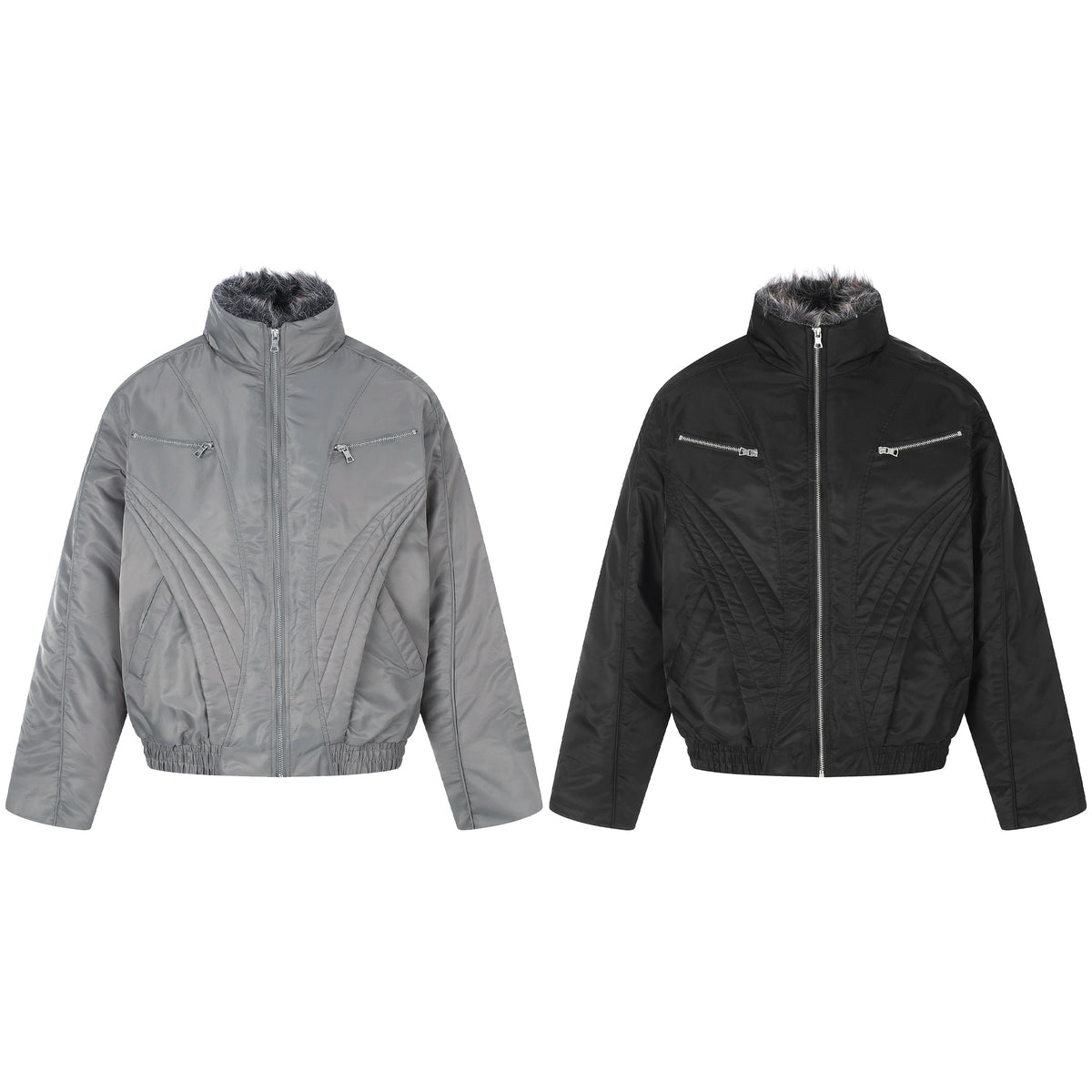 Omirad Faux Fur Collar Panelled Bomber Jacket