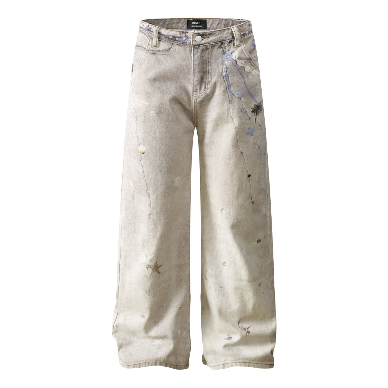 American Punk Distressed Digital Print Jeans