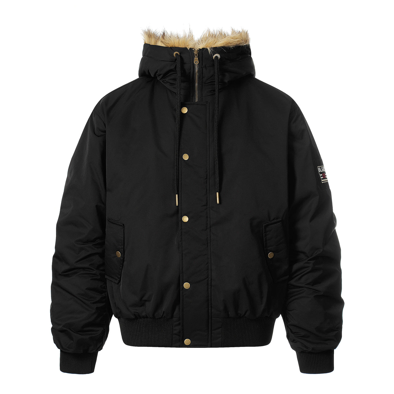 Streetwear Leopard-Print Faux-Fur Collar Puffer Jacket