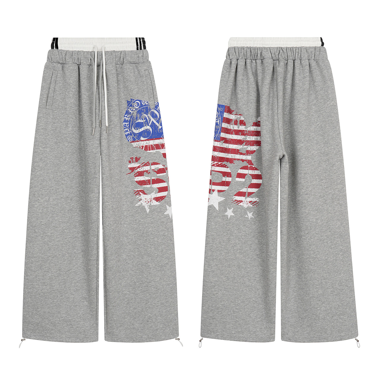Streetwear Double Waist Print Casual Pants