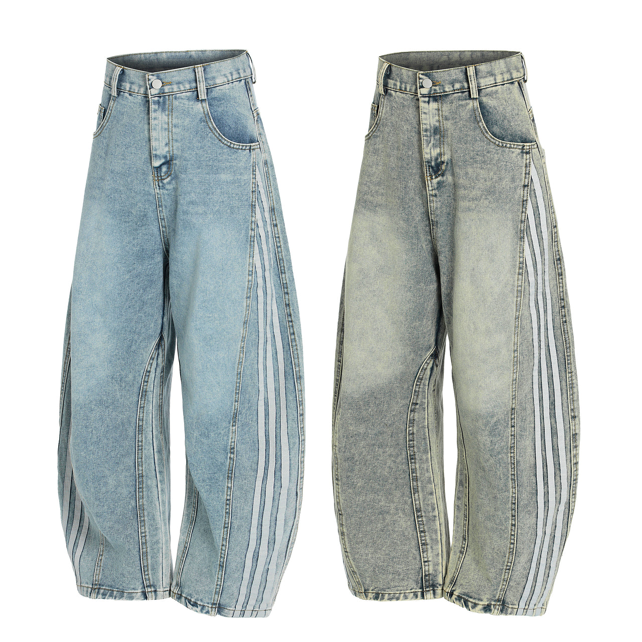 American Vintage Striped Patchwork Denim Pants