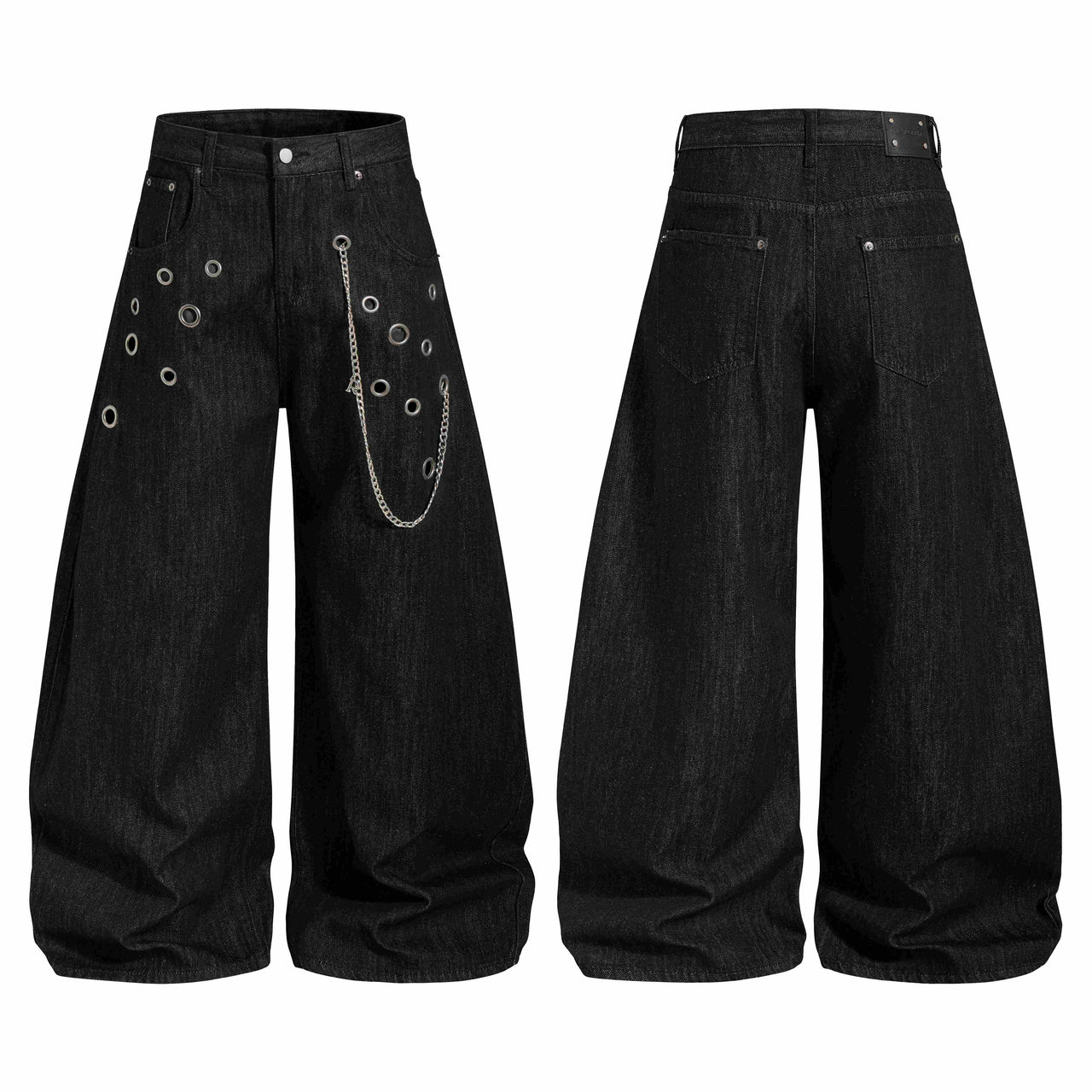 Omirad Rivet Chain Wide-Leg Denim Pants
