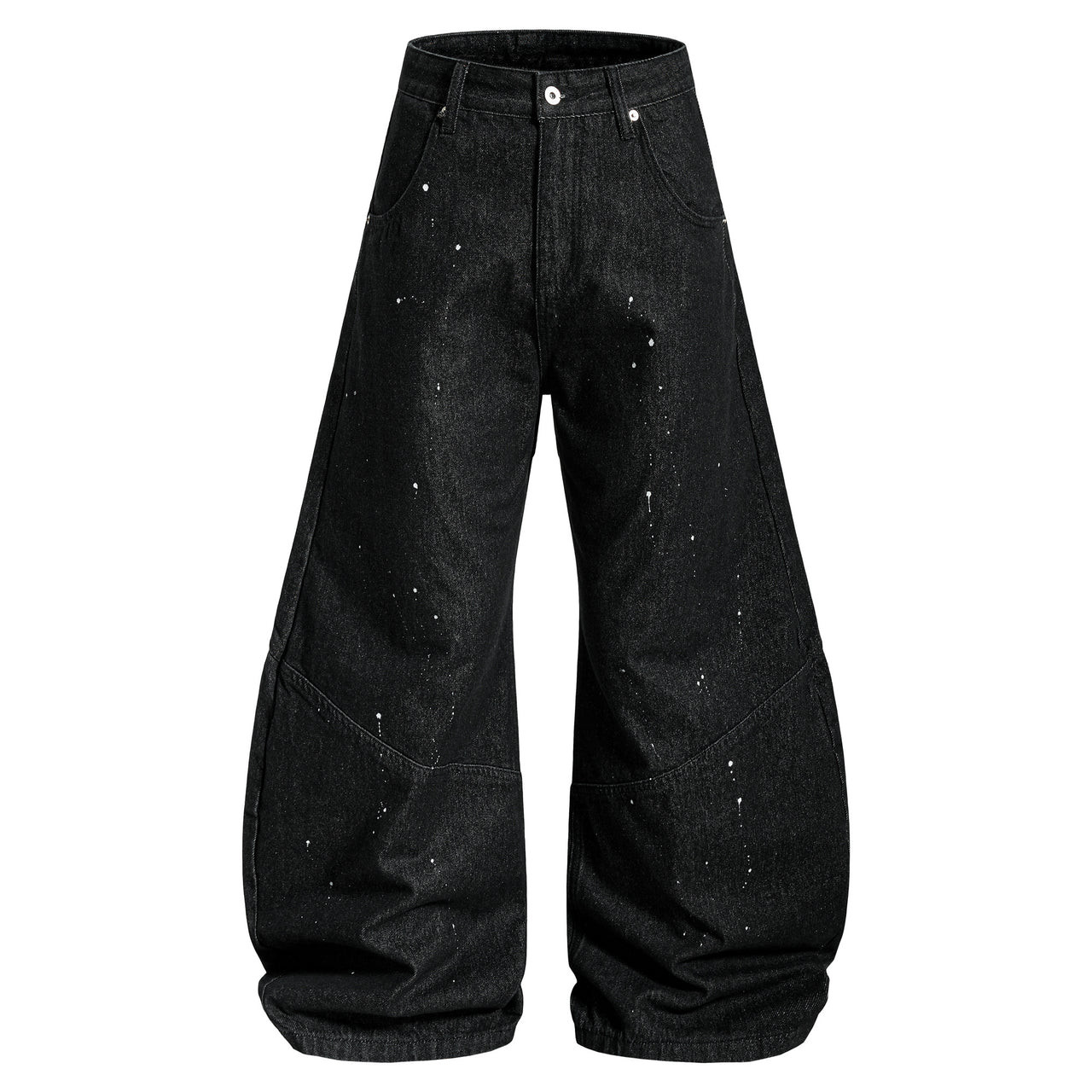 Omirad Stripe Panel Paint-Splatter Wide-Leg Jeans