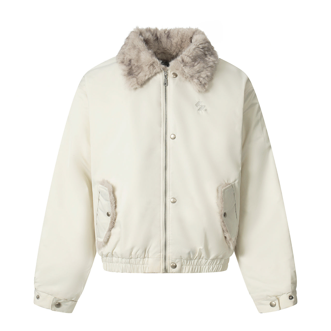Vintage Old Money Style Shearling-Collar Fleece-Lined Padded Jacket