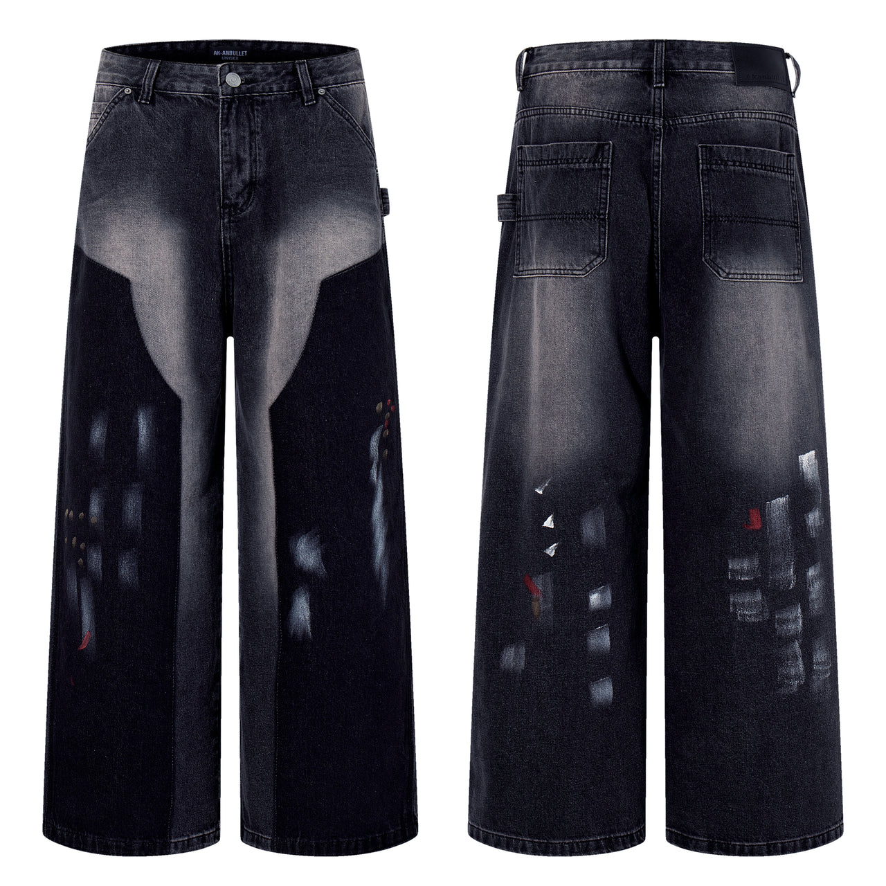 American Street Style Oil Painting Dyed Jeans