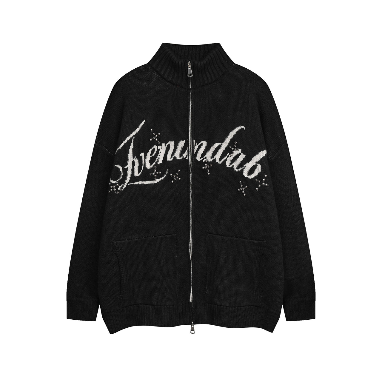 Streetwear Jacquard Letter Cardigan Sweater