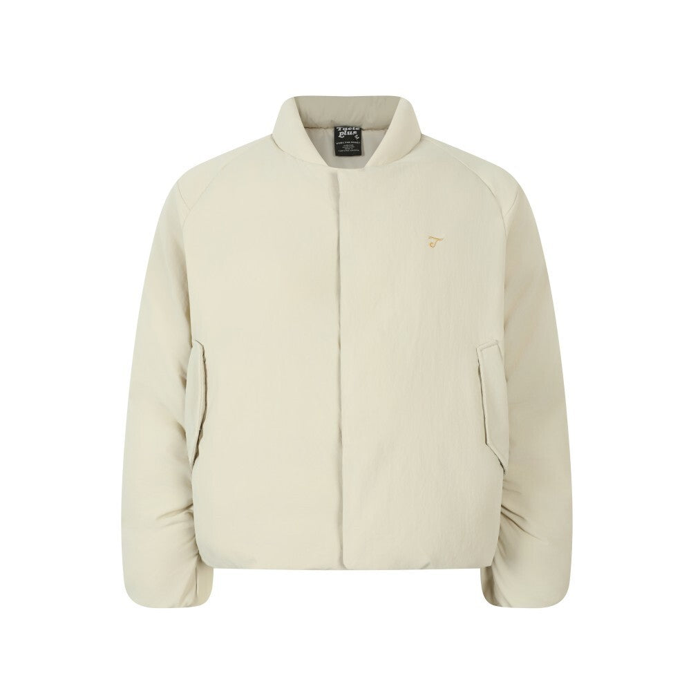 Streetwear Zip-Up Stand-Collar Embroidered Puffer Jacket
