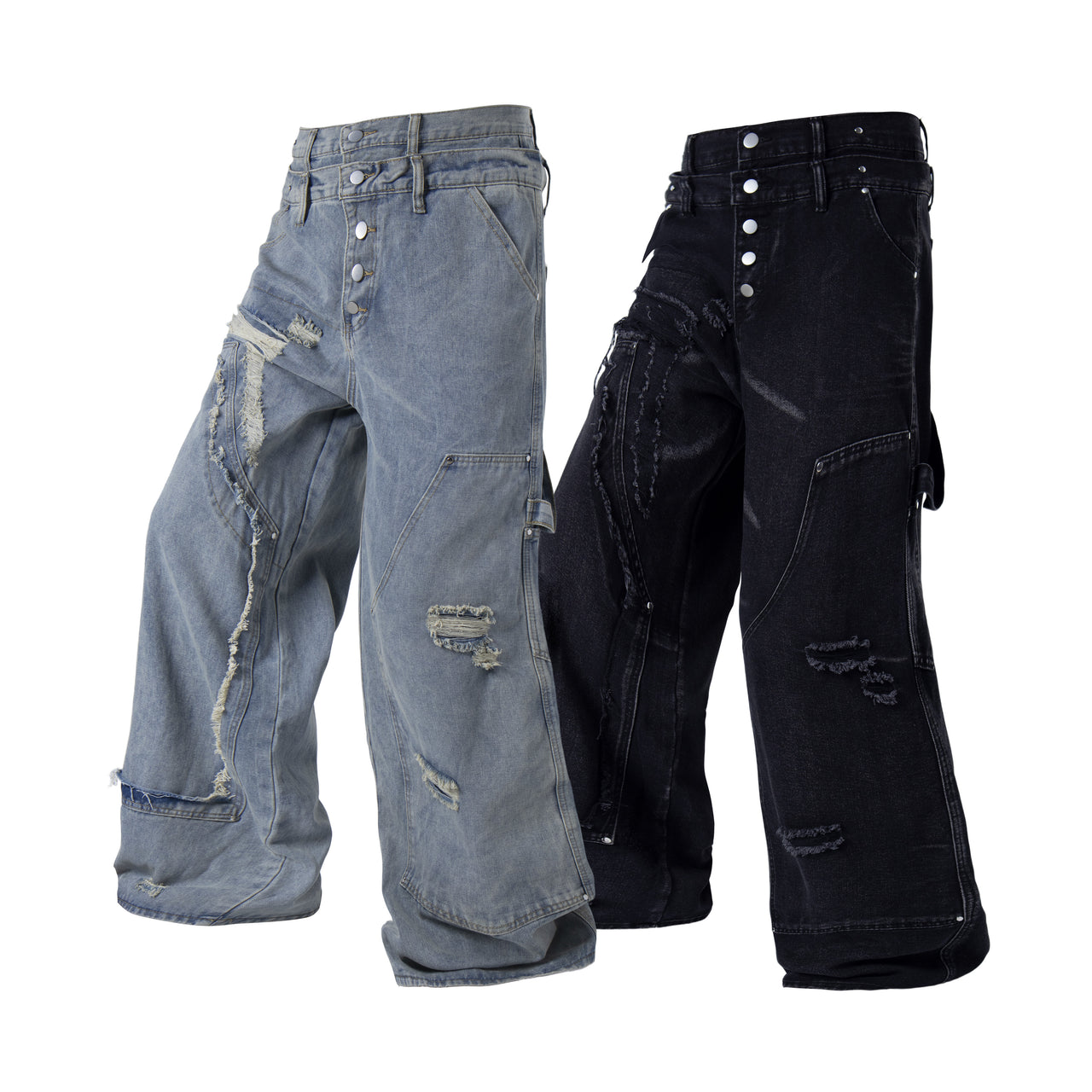 Omirad Distressed Panel Denim Pants