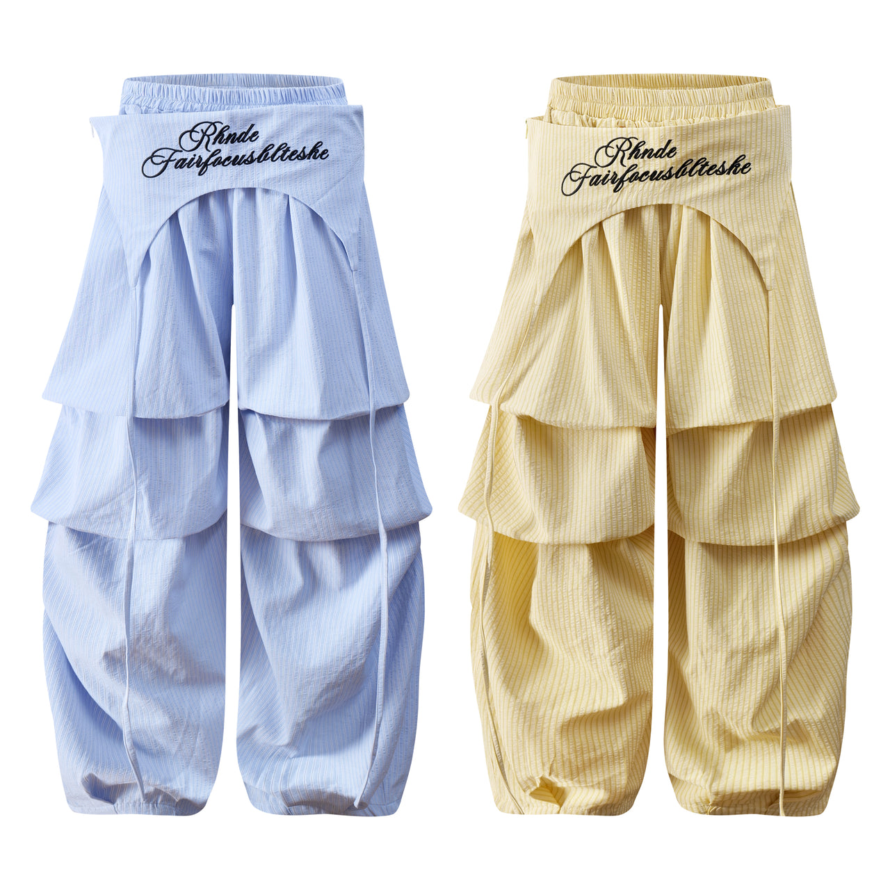American Streetwear Pleated Striped Casual Pants