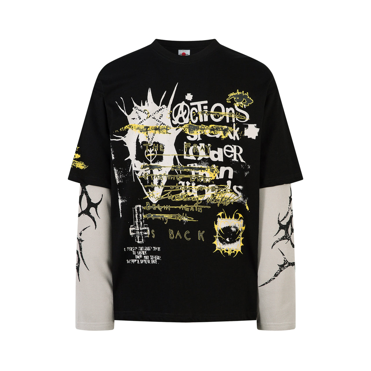 American Streetwear Digital Print Layered Look Sweatshirt