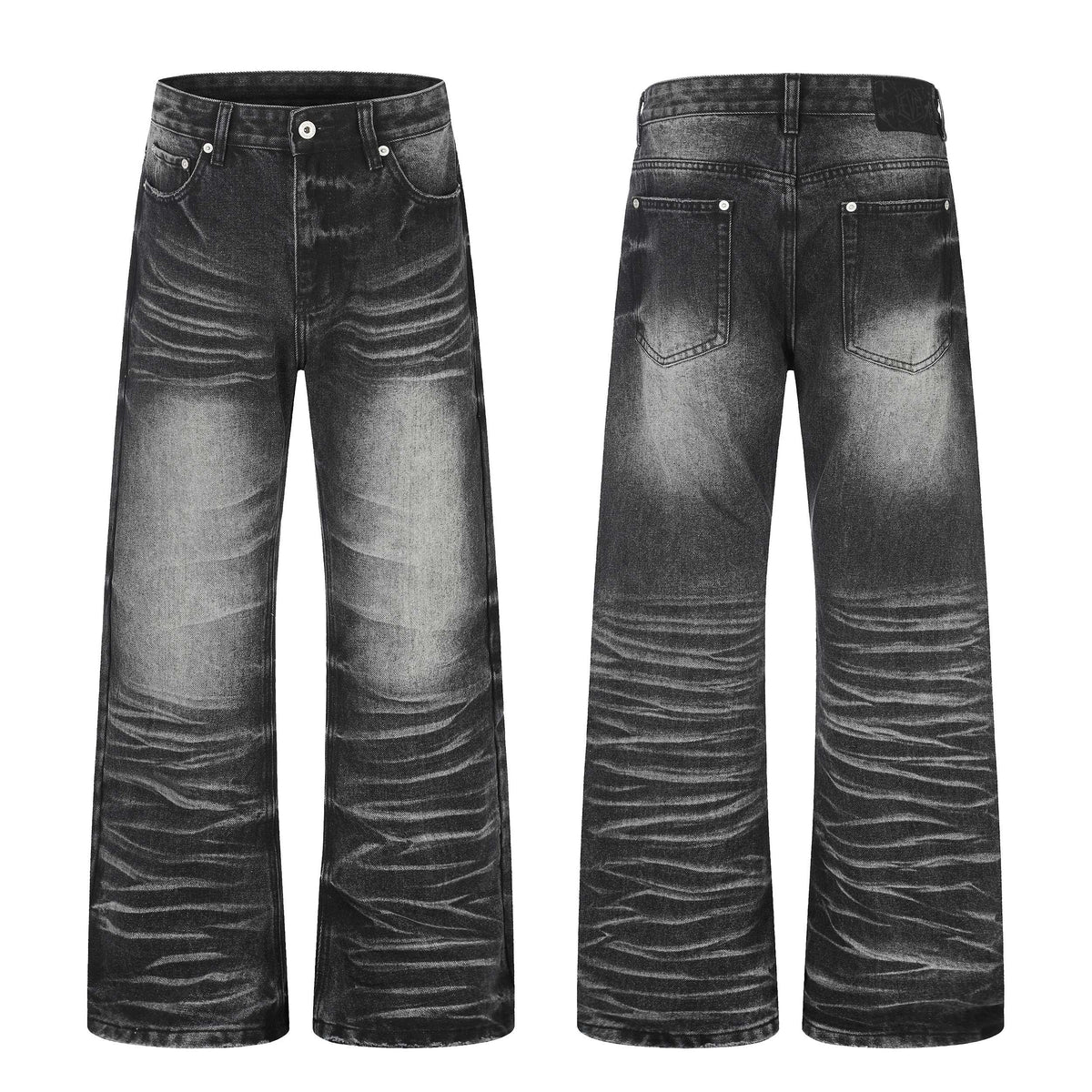 Omirad Washed Whisker Wide-Leg Jeans