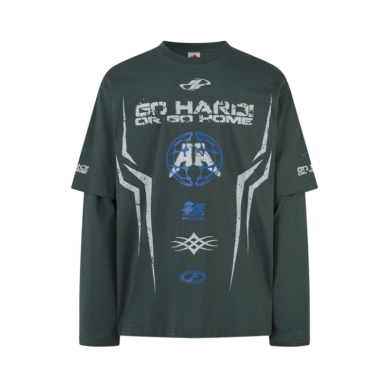 American Vintage Layered Look Letter Print Sweatshirt