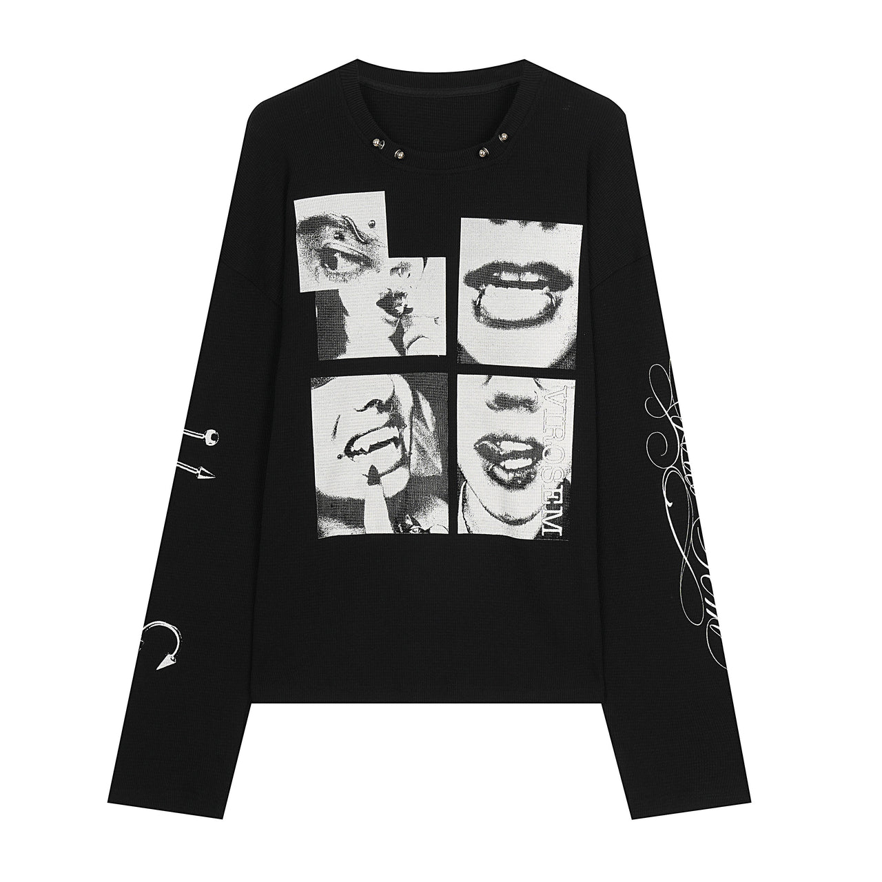 Omirad Pierced Portrait Graphic Long Sleeve Tee