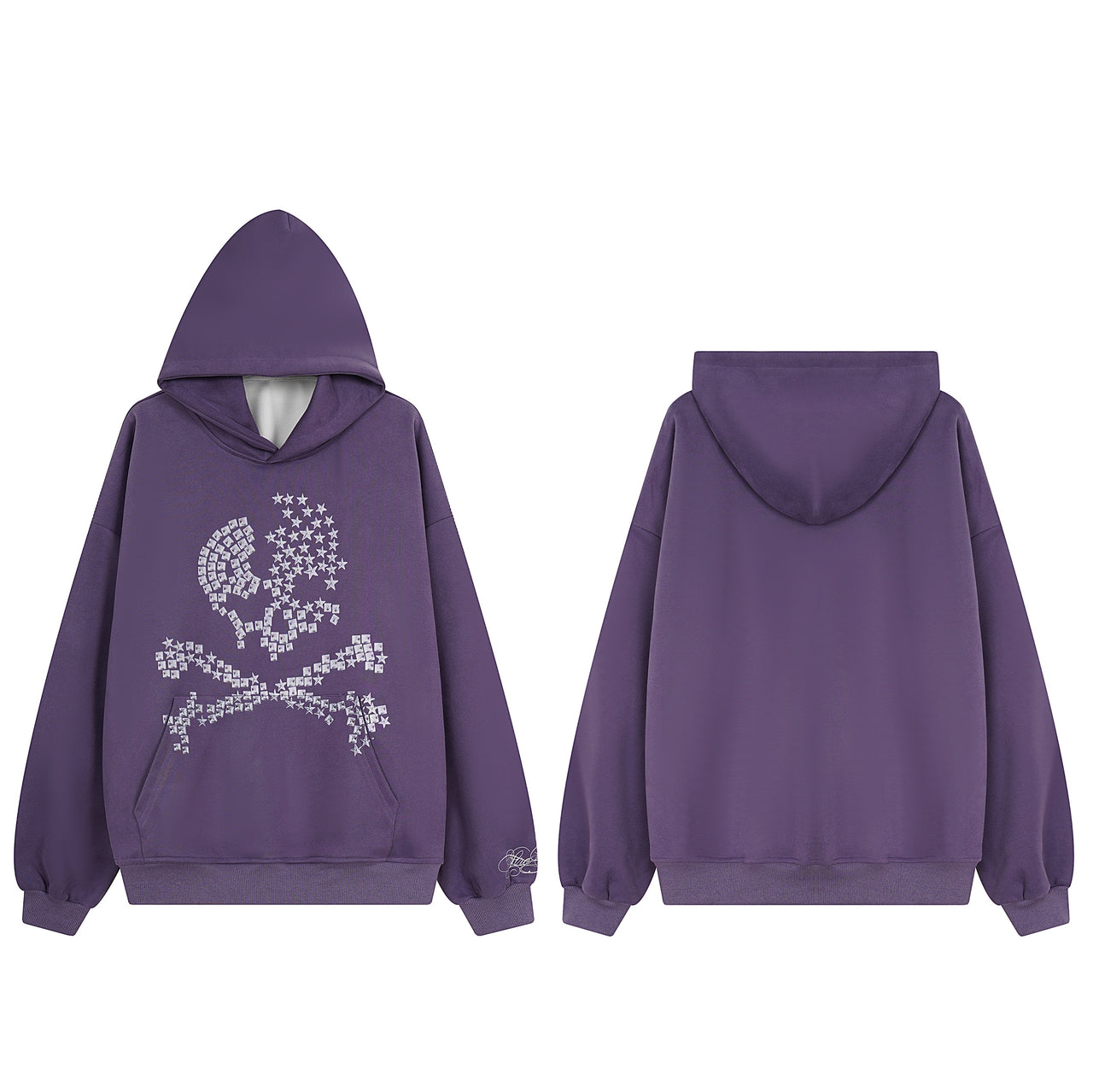 Omirad Rhinestone Skull Pullover Hoodie