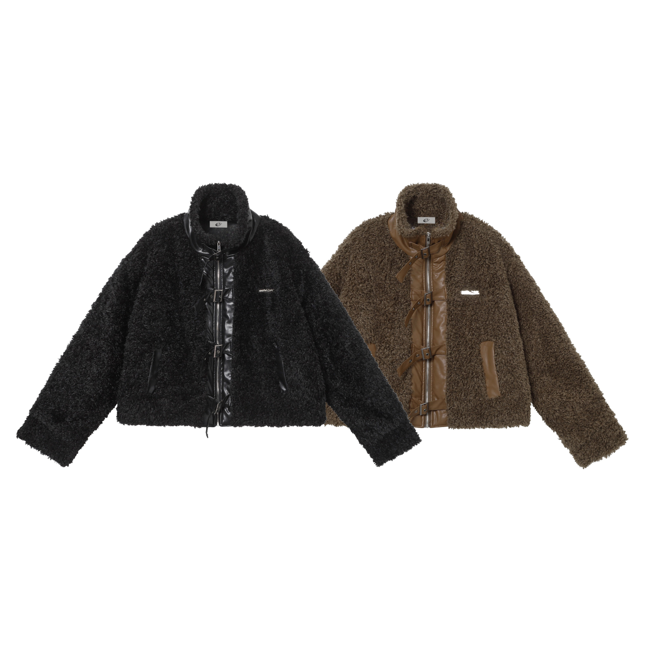 Omirad Faux Leather Patchwork Sherpa Jacket  Omirad