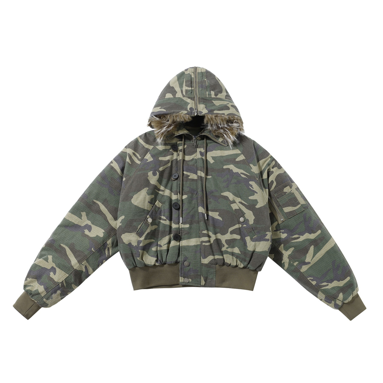 Omirad Camo Faux Fur Hooded Puffer Jacket