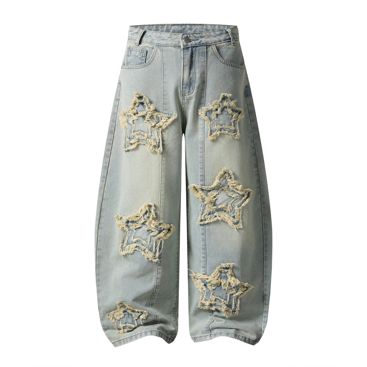 Omirad “Star Distressed Wide-Leg Jeans”
