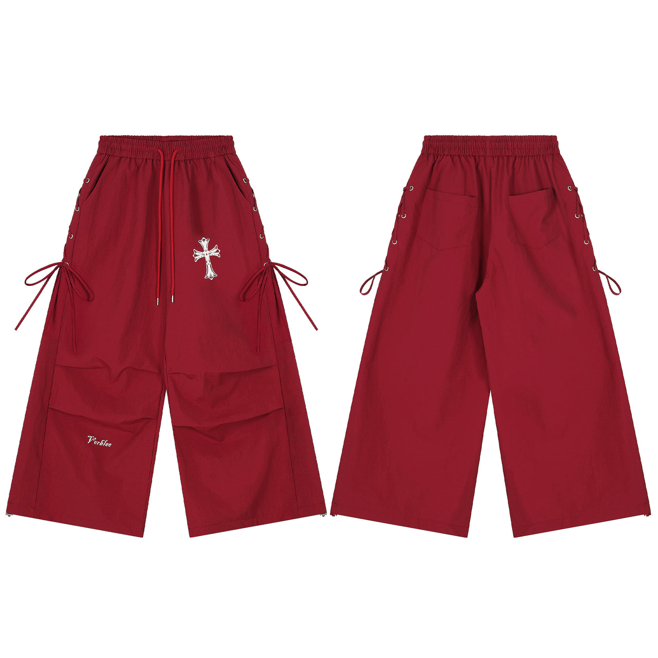 Vintage Cross Print Pleated Casual Pants