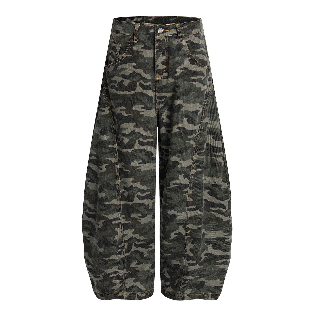 American Vintage Camouflage Panel Curved Blade Jeans