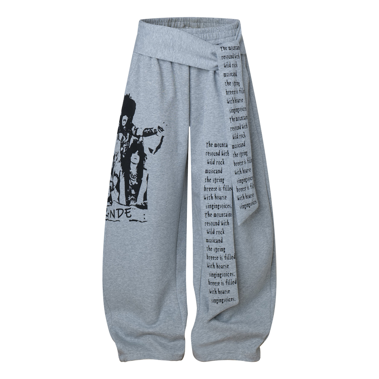 American Streetwear Graphic Print Curved Blade Casual Pants