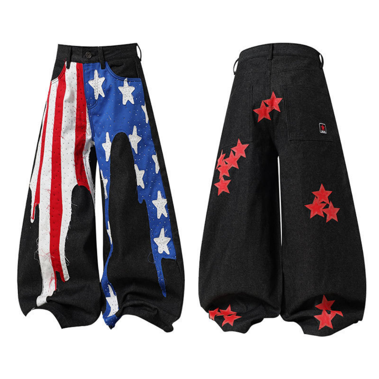 Omirad Star-Graphic Wide-Leg Denim Pants