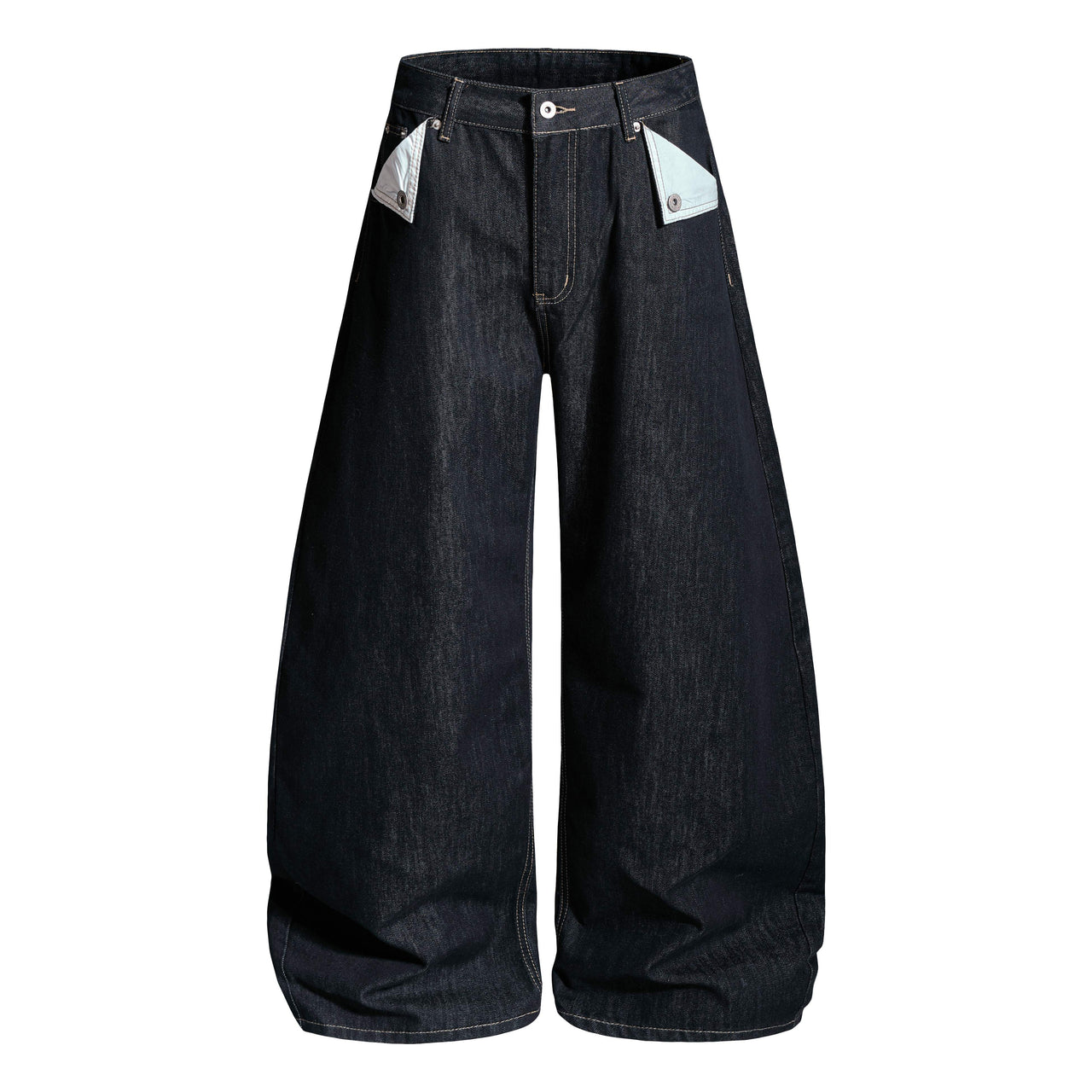 Omirad Buckle Detail Wide-Leg Denim Pants