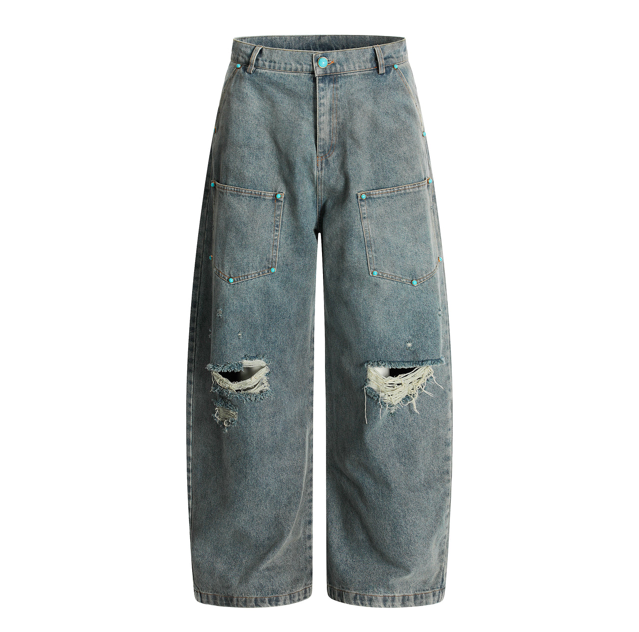 American Streetwear Ripped Patch Jeans