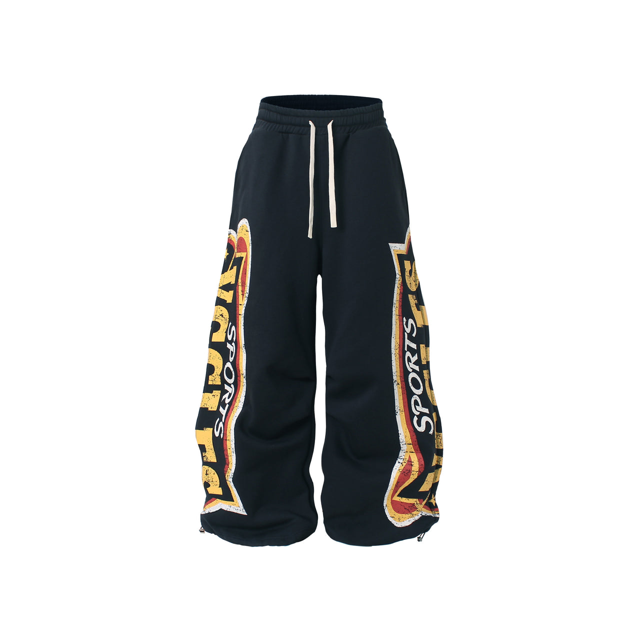 Omirad Fleece-Lined Sports Letter Wide-Leg Sweatpants