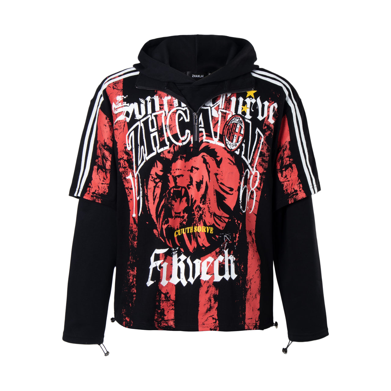 Omirad Layered Graphic Hooded Long Sleeve Tee