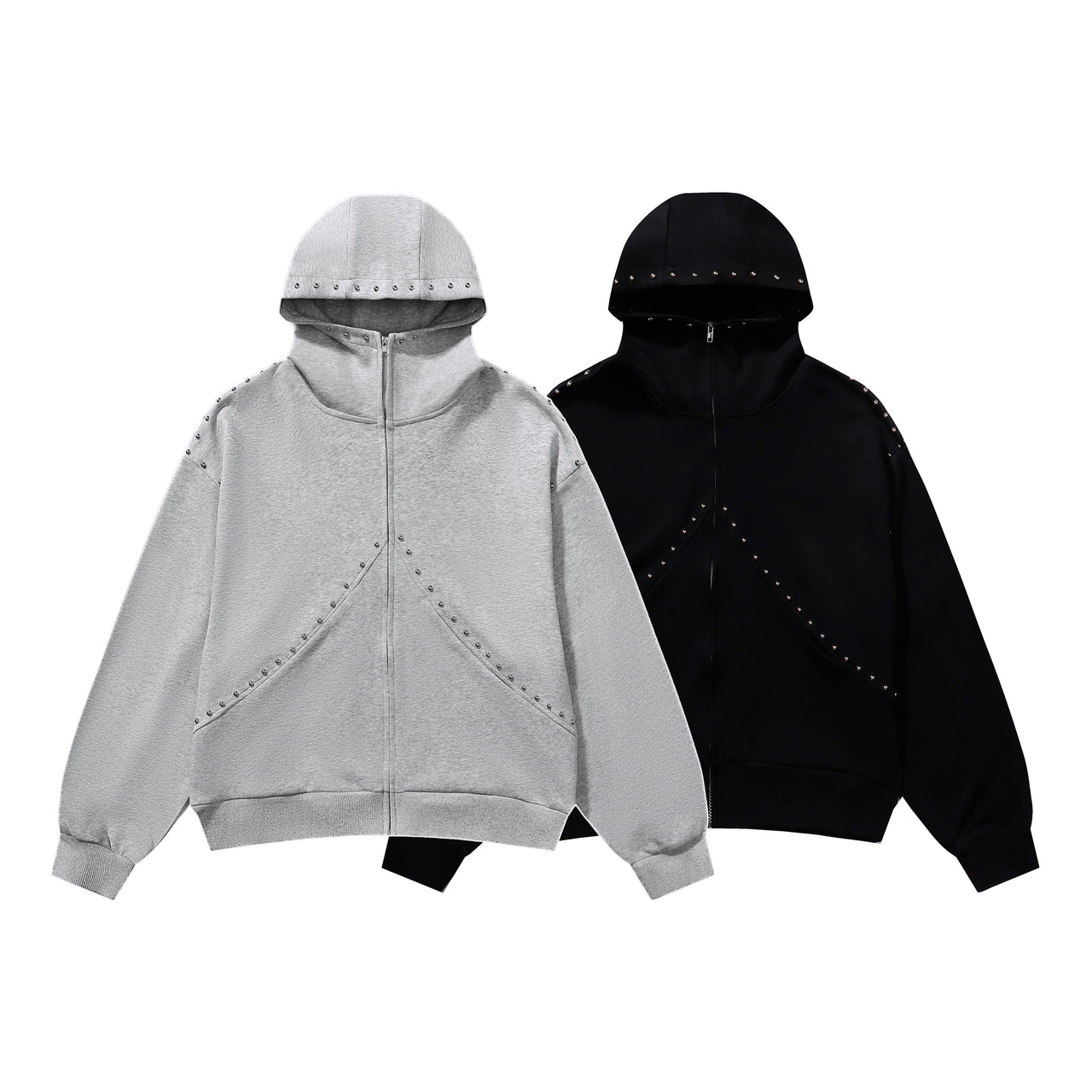 American Patchwork Studded Cardigan Hoodie*