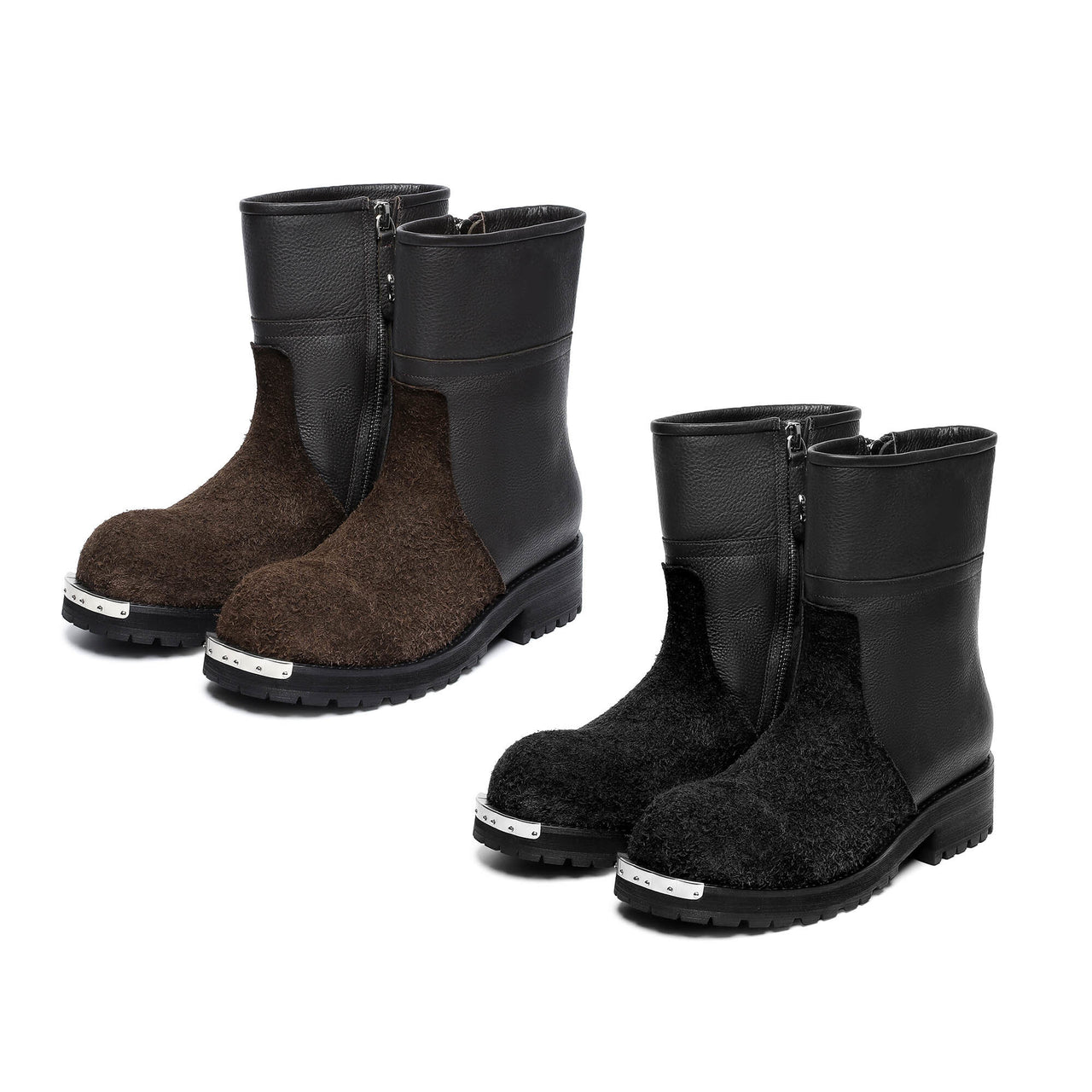 Omirad Leather Panel Zip Boots