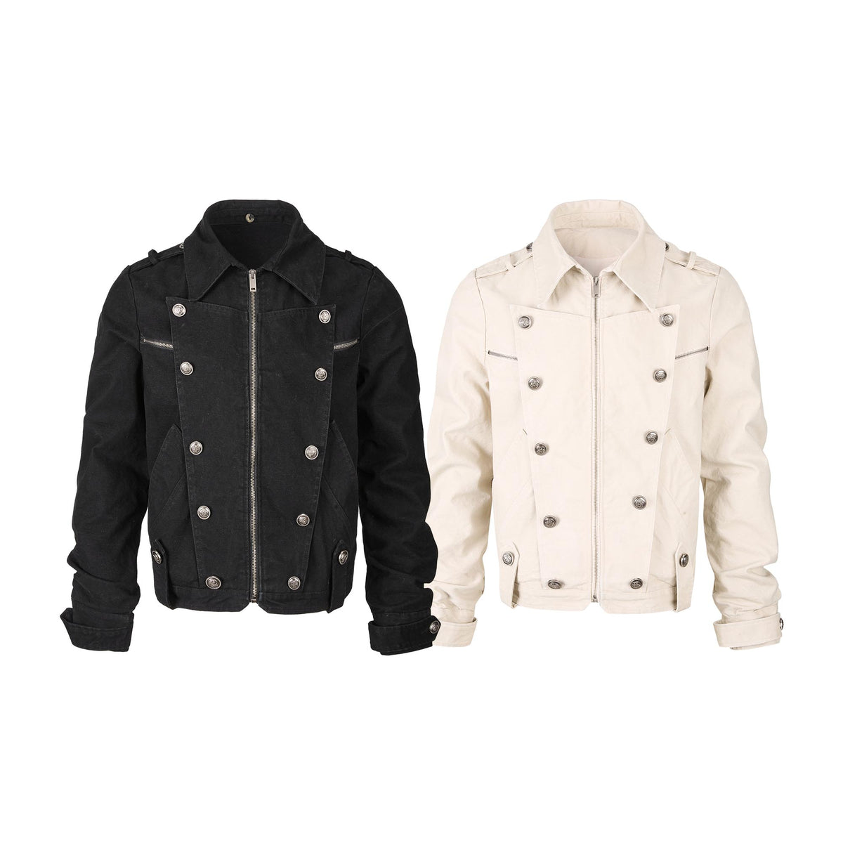 Omirad Layered Striped Hood Military Jacket