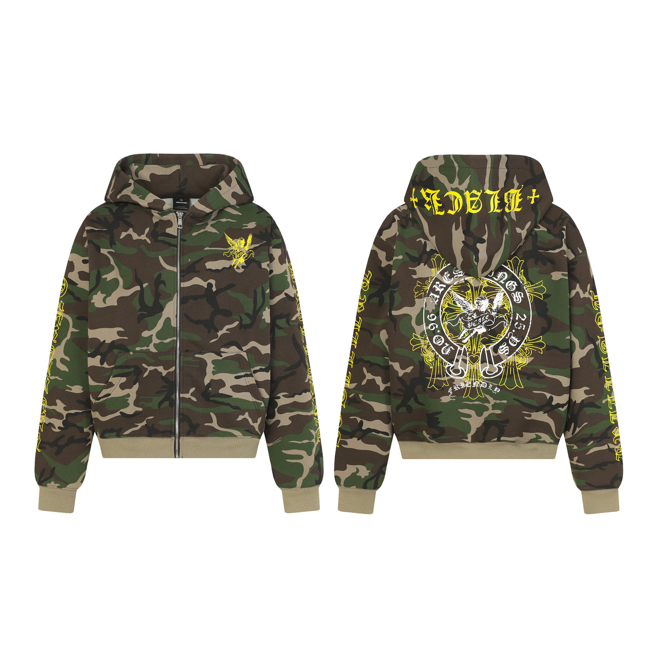 American Hip-Hop Gothic Letter Camo Hoodie