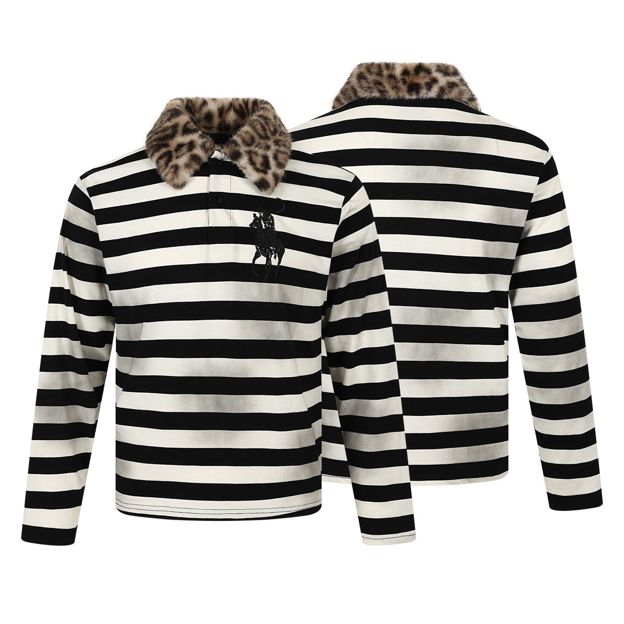 Omirad Leopard Collar Stripe Polo Tee