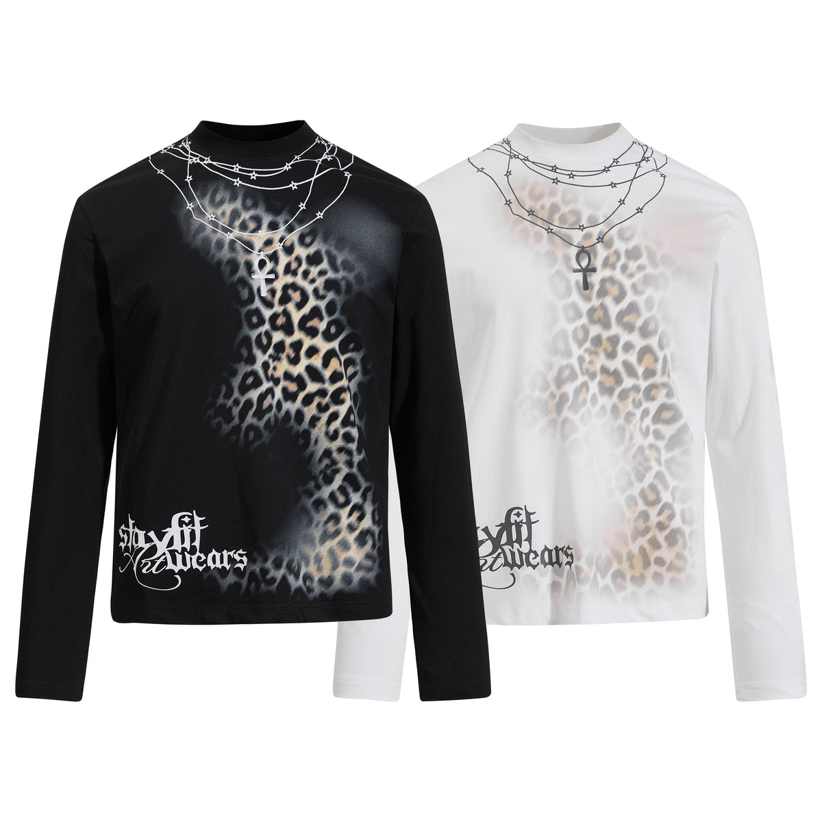 Omirad Leopard Cross Graphic Long Sleeve Tee