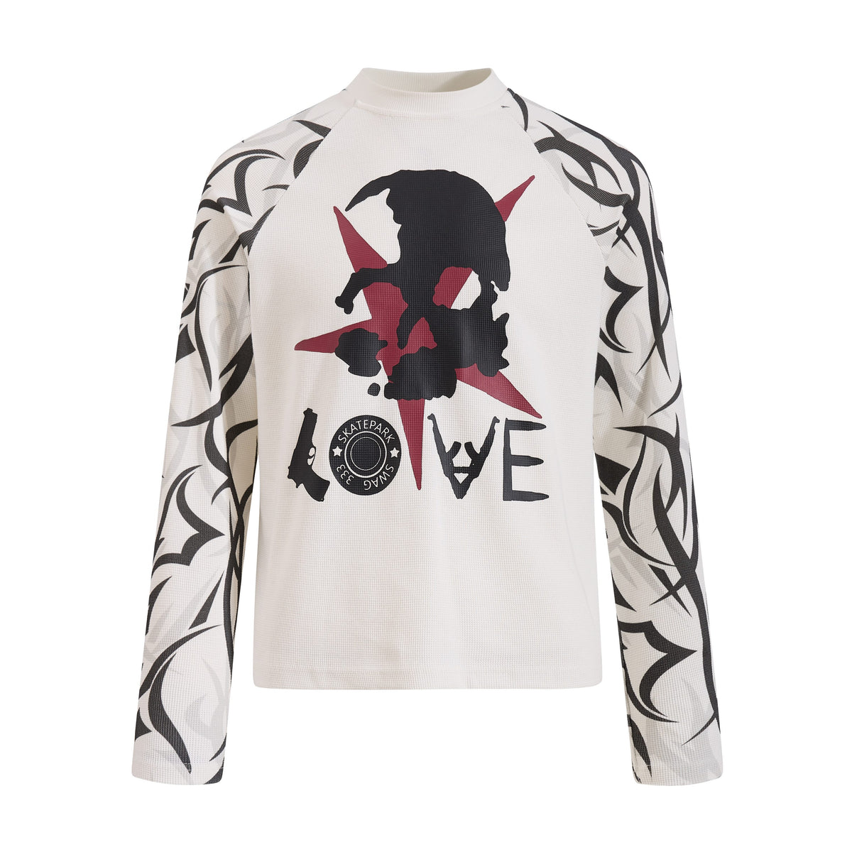 Omirad Skull Tribal Graphic Long Sleeve Tee