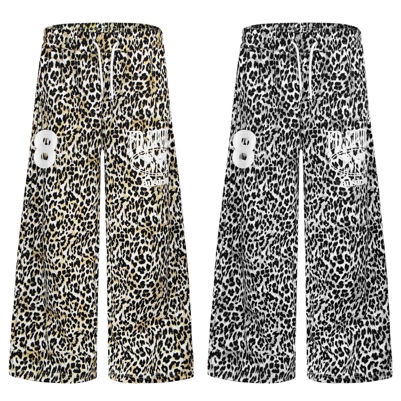 Omirad Leopard Graphic Wide-Leg Sweatpants