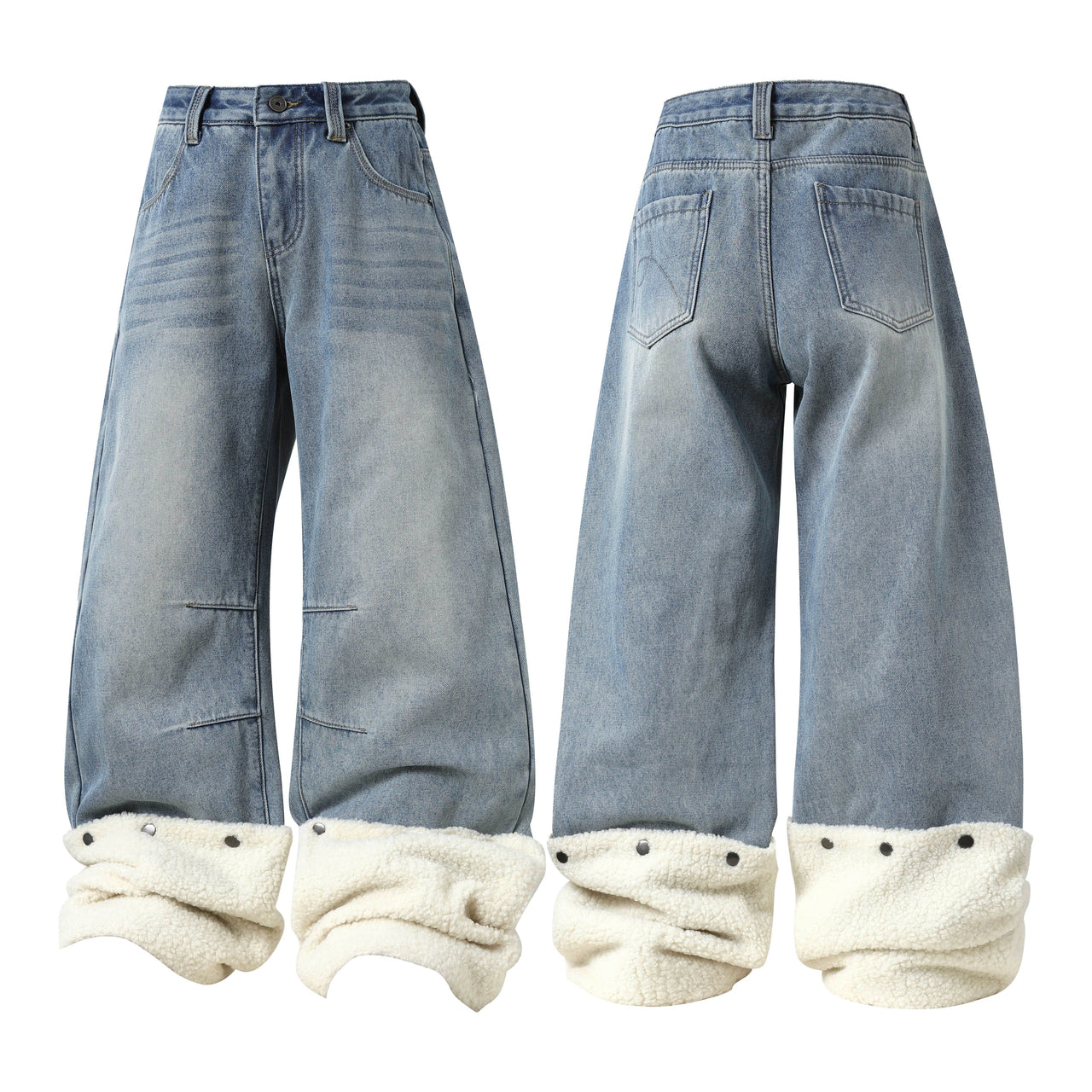 Omirad Fleece-Lined Stacked Denim Pants